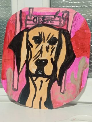 Pintura original de perro OESTE