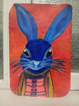 Pintura Original Conejo Azul
