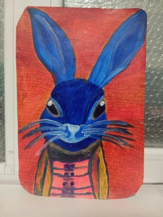Pintura Original Conejo Azul