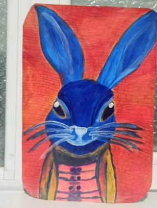Pintura Original Conejo Azul