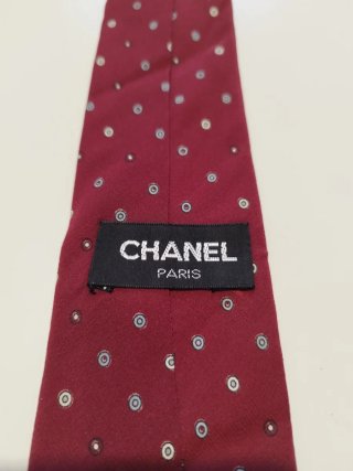 Cravatta Chanel Seta Pois Rossa