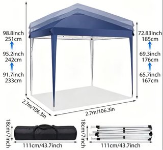 Carpa Plegable Azul y Blanca