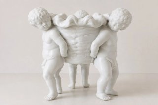 Jardinera Querubines Porcelana Blanca