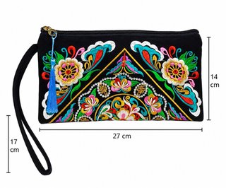Bolso muñequera bordado 27x14cm. NUEVO