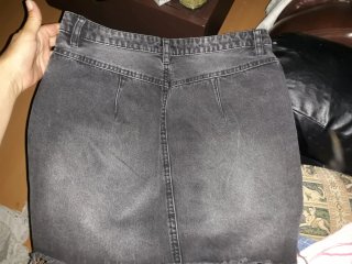 Minifalda vaquera gris desgastada Talla M