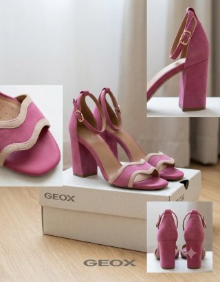 Sandalias Geox Tacón Beige y Rosa