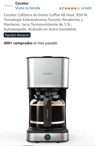 Cafetera Cecotec Coffee 66 Heat