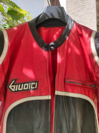 Tuta da moto vintage Giudici rossa/nera