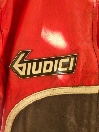 Tuta da moto vintage Giudici rossa/nera
