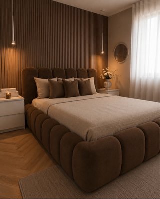 Cama tapizada diseño nuevo con cabecero