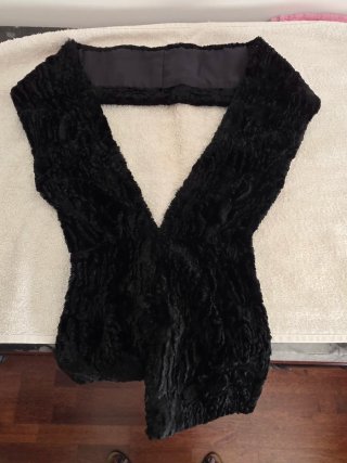 Abrigo Piel Karakul Astracán Negro Largo