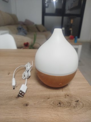 Difusor de Aroma LED Madera y Blanco