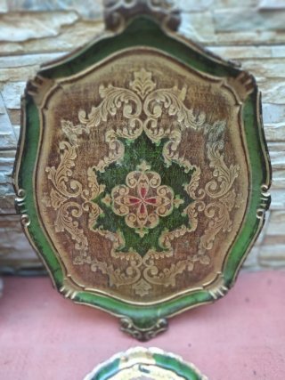 Bandeja Veneciana/Florentina Antigua madera maciza