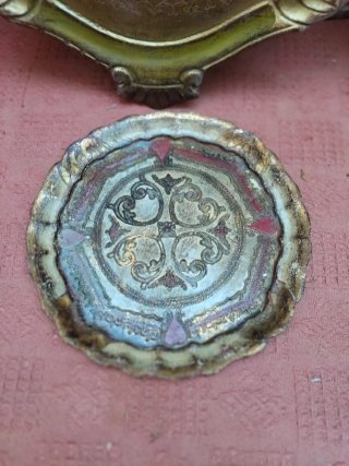 Bandeja Veneciana/Florentina Antigua madera maciza