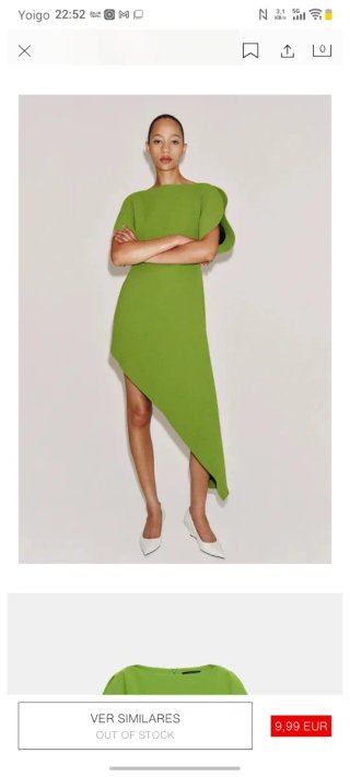 Vestido verde Zara asimétrico