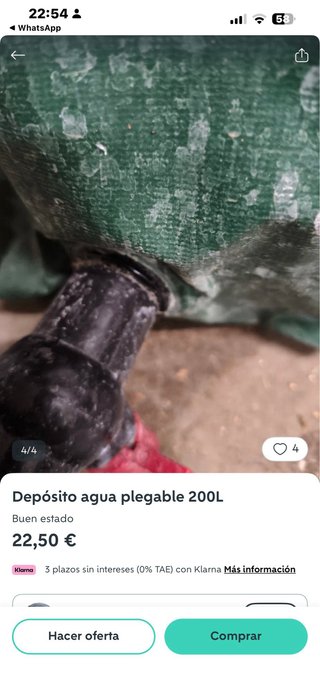 Depósito agua plegable 200L En mano no envio
