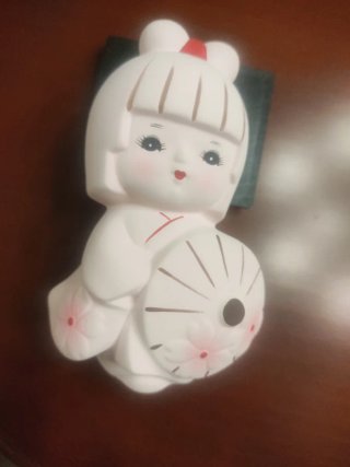 Muñeca cerámica japonesa Kokeshi paraguas