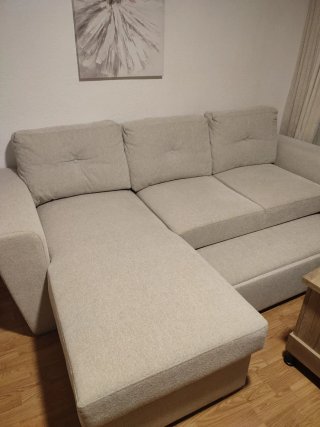 Sofá modular beige de tela