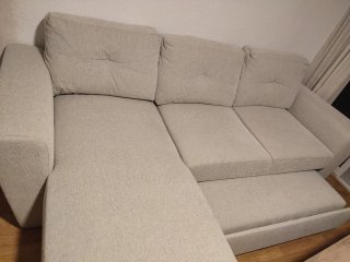 Sofá modular beige de tela