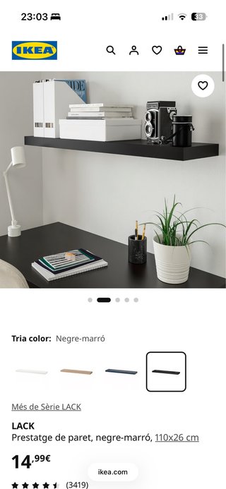 Estantería LACK IKEA Negra-marrón 110x26cm