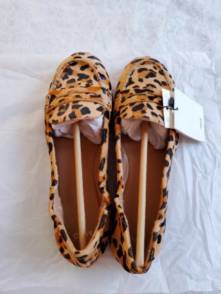 Mocasines MNG piel pelo estampado leopardo T 39