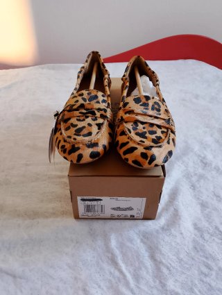 Mocasines MNG piel pelo estampado leopardo T 39