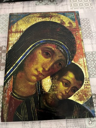 Cuadro religioso madera Virgen y Niño