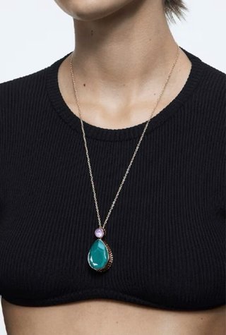 Collar Swarovski Orbita Verde y Morado giratorio