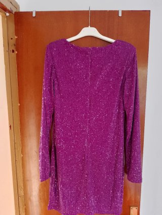 Vestido Mango Morado Lentejuelas Talla S