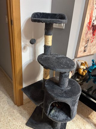 Rascador para gatos de tela y sisal