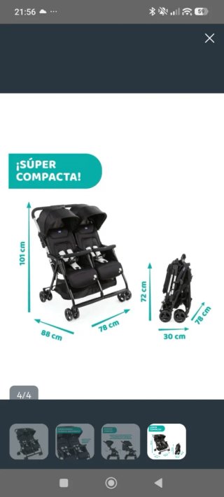 Silla de paseo gemelar Chicco Oh La La