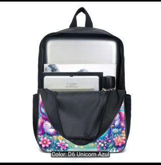Mochila Escolar Unicornio Azul