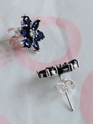 Conjunto Pandora Flor Azul y Plata