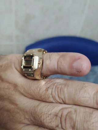Anillo Reloj Vintage Quartz Dorado