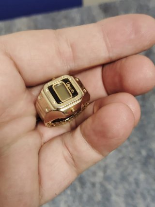 Anillo Reloj Vintage Quartz Dorado