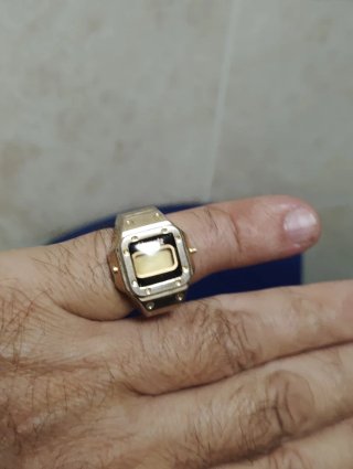 Anillo Reloj Vintage Quartz Dorado