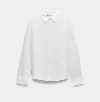 Camisa Zara Lino Blanca Talla XL