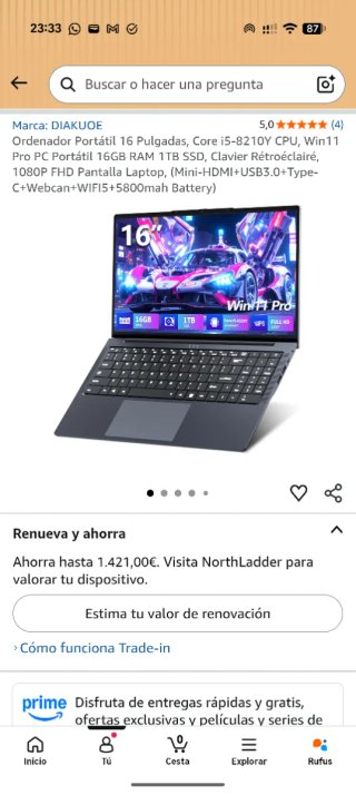 Portátil DIAKUOE i5 16GB RAM 1TB SSD