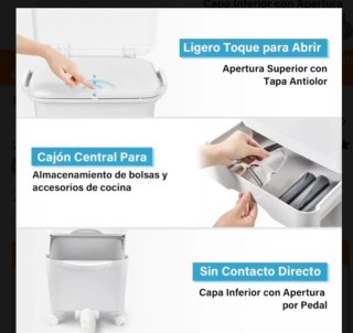 Bote de Basura Blanco con Compartimentos⭐⭐⭐⭐⭐