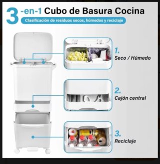 Bote de Basura Blanco con Compartimentos⭐⭐⭐⭐⭐