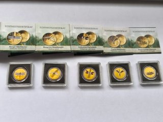 5 Monedas Oro 1/1000 Oz 3000 Francs Chad Insekten