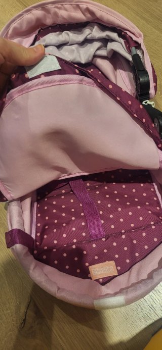 Carrito de juguete rosa con capota