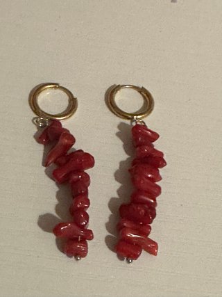 Orecchini acciaio e corallo bambù