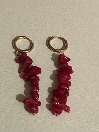 Orecchini acciaio e corallo bambù