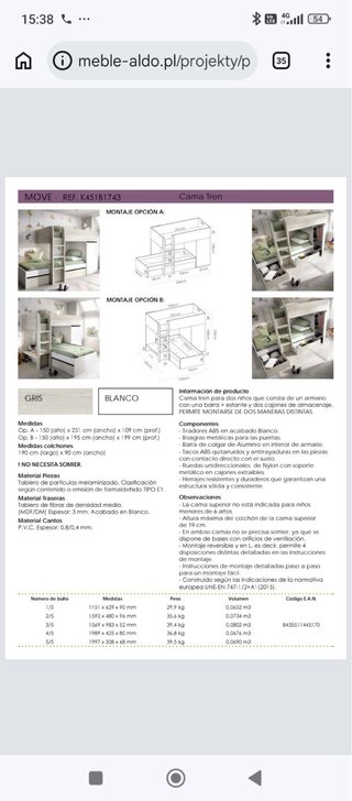 Litera tren con cama y almacenaje