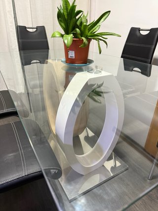 Mesa comedor cristal + 6 sillas