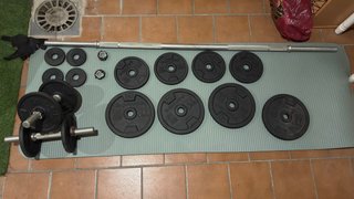 Kit Mancuernas y Barra Pesas