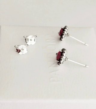 Conjunto Pandora Corazón Rojo y Plata