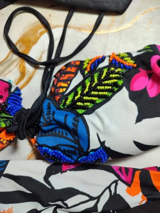Costume bikini donna con perline, t.46