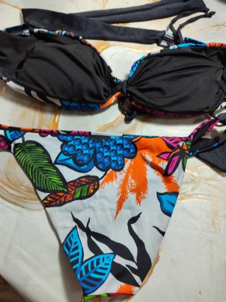 Costume bikini donna con perline, t.46